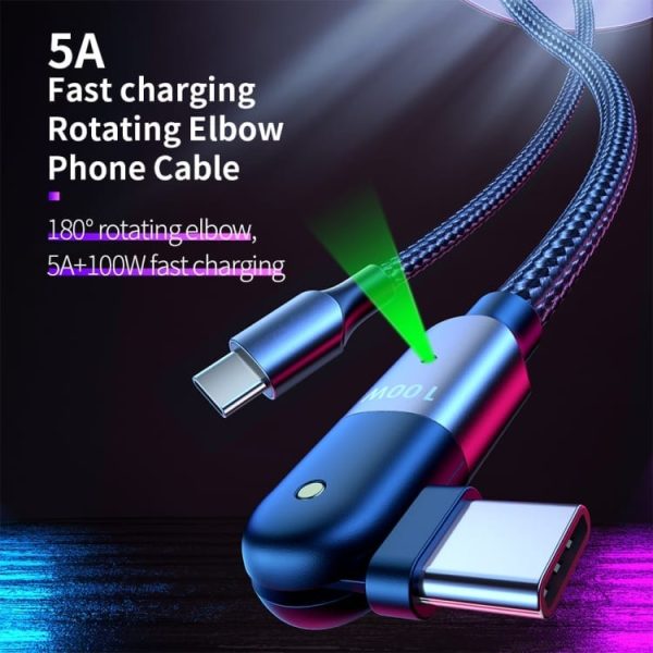 USB-C v USB-C PD kabel za ultra hitro polnjenje 100W 5A - Rdeč - slika 4