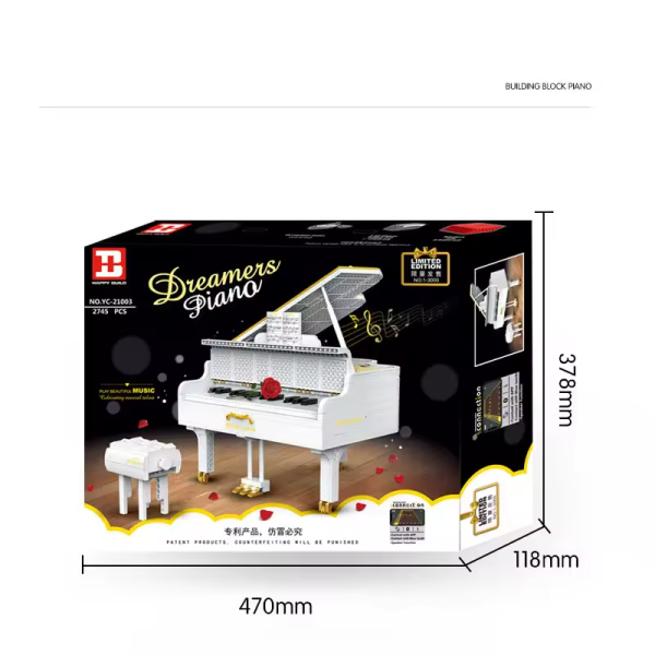 YC-21003 Dreamers Piano kocke za sestavljanje, Bluetooth, Motorizirani deli, Limited Edition, 2745-delni - slika 7